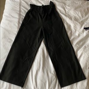 Zara high-waisted paper bag cropped trousers